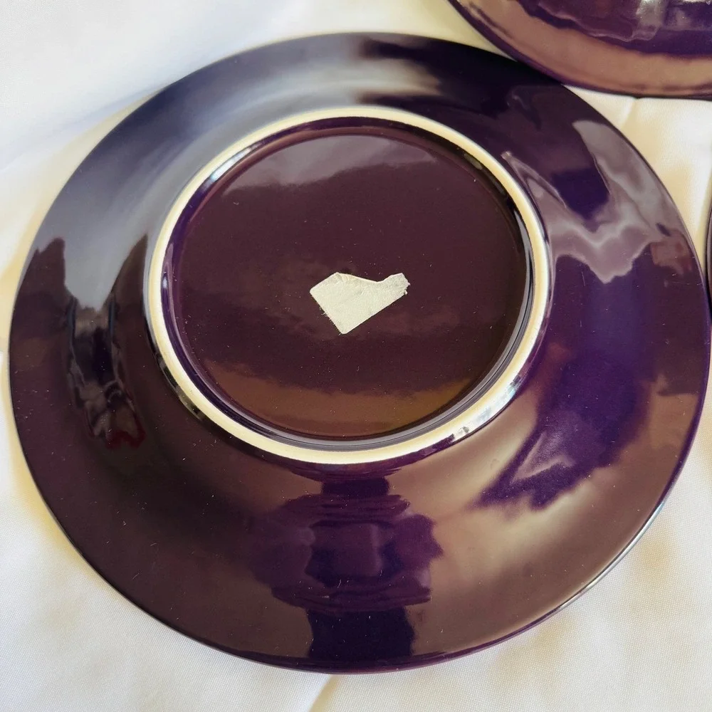 Vintage‎ Set of 3 Purple Charger Plates Ornate Scroll Design Dinner Plates 11.5